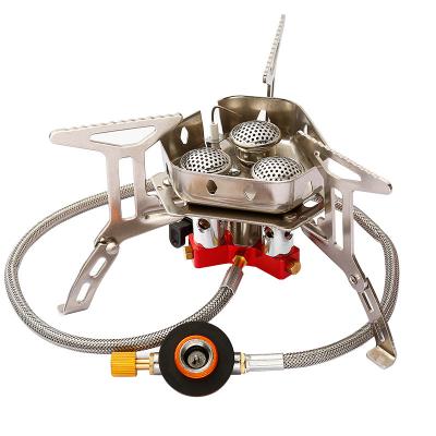 China TB Manual Golden Supplier Mini Pocket Stainless Steel Gas Outdoor Camping Stove 3 Burner For Picnic for sale