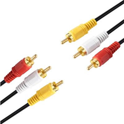 China DVD Player 3RCA to 3 RCA Male to RCA Male Gold Plated Audio Cable for DVD VCR HDTV Set Top Box for sale