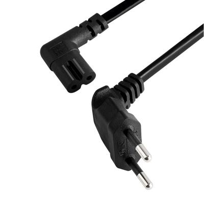 China C7 Home Appliance 90 Degree With EU Angled Plug AC Extension Brazil European Standard Power Cord for sale