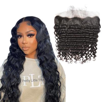 China Natural Wave 180% 13x4 13x6 Lace Frontal Wigs Hair Extensions Preplucked Hair Wigs Unprocessed Black Loose Deep Wave Lace Frontal for sale