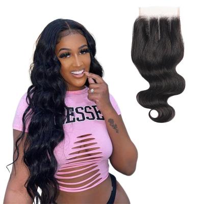 China Cheap Natural Brazilian Lace Closure Top Body Wave Closure Body Wave Hair Piece Free Part Closure With Baby Hair Human Hair Extensions for sale