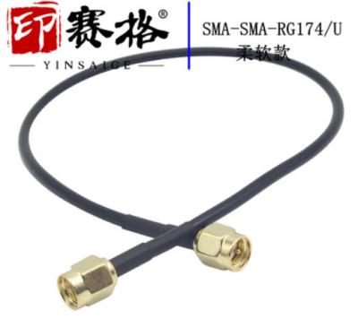 China Thickening PE SMA Male Connector RG174 Flexible Cable Shielded Cable SM-JJ Double Male RF Cable Assemblyble for sale