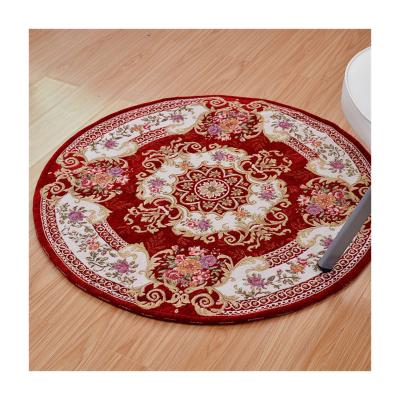 China High Quality Non Slip Chenille Living Room Floor Mat Printing Flower Circular Door Mat Non Slip for sale