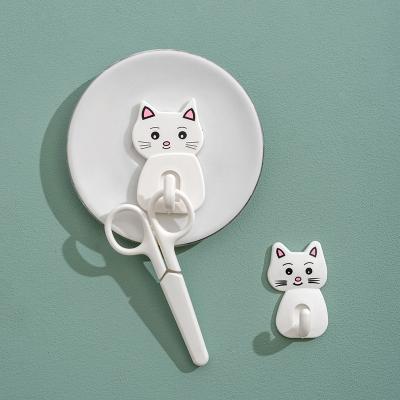 China Minimalist Creative ABS Kitten Coat Wall Hooks Kitchen Single Sticky Cute Towels Hang Sticky Hooks for sale