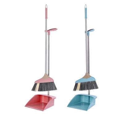 China Tools Lobby Cleaning Pan Brush Lightweight Long Handle Straight Standing Broom and Duster for sale