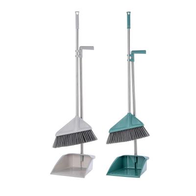 China Cleaning tools long handle broom upright and dustpan combo holder up broom and dustpan for outdoor kitchen for sale