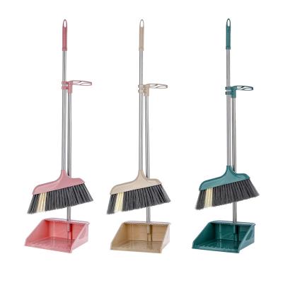 China Factory Wholesale Cleaning Tools Long Handle Plastic Dust Cleaner Pan And Broom Design Sweep Set for sale