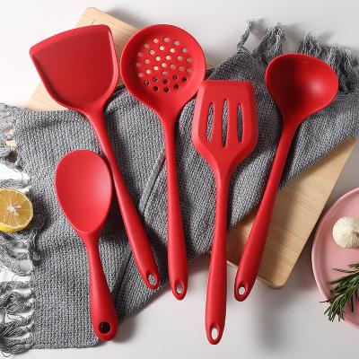 China LFGB PDA Durable Custom 5 Pcs Heat Resistant Stick Non Cooking Silicone Kitchen Utensils Set Cookware Sets for sale