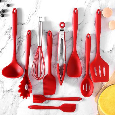 China Amazon Sustainable Hot Sale Silicone Eco-friendly Clean Kitchen Easily Cooking Tools 10 Pcs Utensil Set for sale