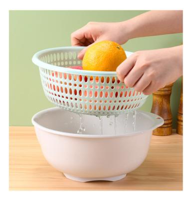 China Sustainable Household Kitchen Fruit and Vegetable Folding Drain Basket Household Double Plastic Fruit Dish for sale