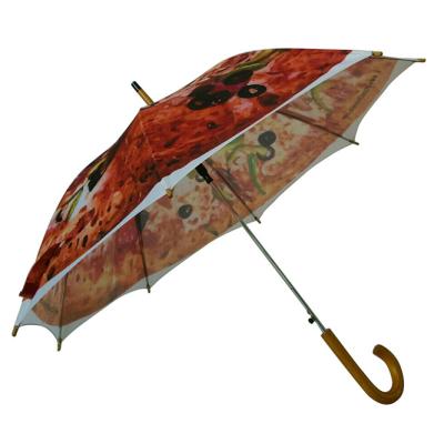 China All In 1 Straight Wooden Handle Umbrella Sublimation Printing Wooden Umbrella With High Quality for sale