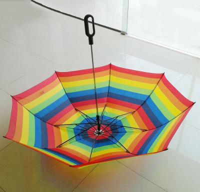 China All In 1 2 Section Folding Umbrella Carabiner Handle New Design Windproof Umbrella Rainbow Umbrellas for sale