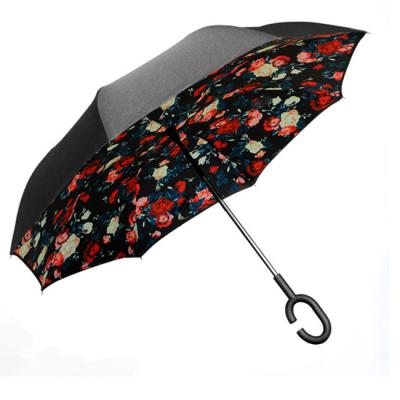 China 2019 Car Umbrella White Cards Umbrella Reverse C Handle Hanging Umbrella Travel Will Not Wet Clothes for sale