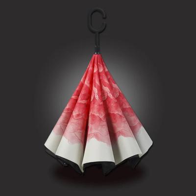 China Double Hanging Wind Proof Inverted Canopy Umbrella Reverse Folding Umbrella Suitable For Car for sale