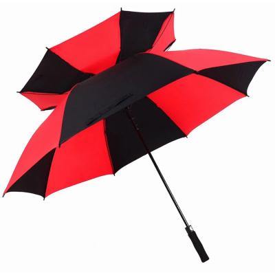 China Modern Large 30 Inch Golf Umbrella Double Layer Reversible Customize Commercial Umbrella for sale