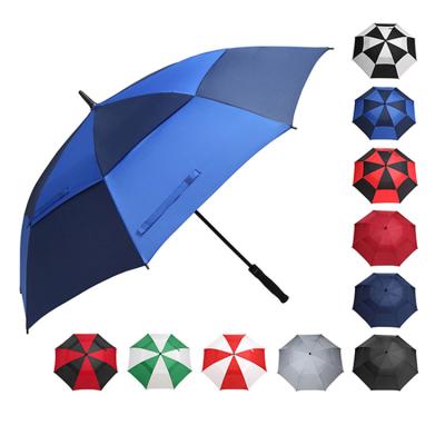 China 2021 Promotional Windproof Glamorous Canopy Double Umbrella Automatic Open Golf Branding Umbrella for sale