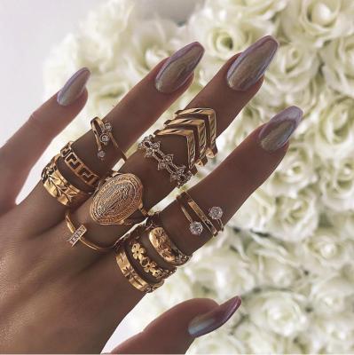 China Fashion Fashion Ladies Wholesale Wedding Ladies Knuckle Gold Rings Set Women Jewelry for sale