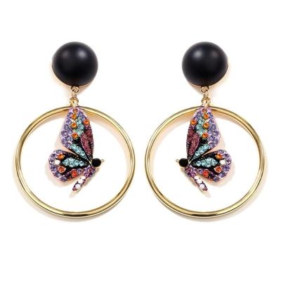 China Retro Romantic/Sweet/Fashion/Vintage Trendy Butterfly With Big Diamond Exaggerated Stud Earrings for sale