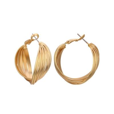 China Gold Plated Copper Twisted Geometric Women Romantic/Sweet/Fashion/Vintage Fashion Multi-circle Hoop Earrings Ring Earrings for sale