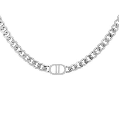 China Factory Direct Jewelry Vintage Double D Stainless Steel Clavicle Chain Necklace for sale