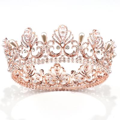 China European and American atmospheric bridal dress accessories new style queen alloy baroque crown designer wedding crown for sale