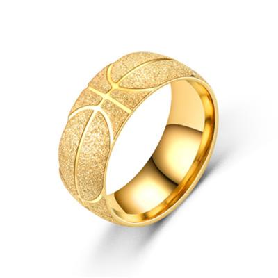 China Fashion Jewelry Wholesale Punk Ring Men's New Stainless Steel Titanium Steel Frosted Ring Sports Basketball Ring for sale