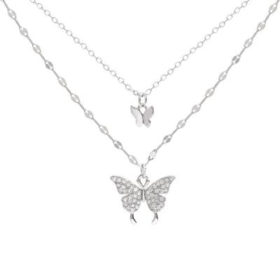 China New Fashion Simple Design Niche Cold Temperament Collarbone Butterfly Chain Punk Style Double Necklace for sale