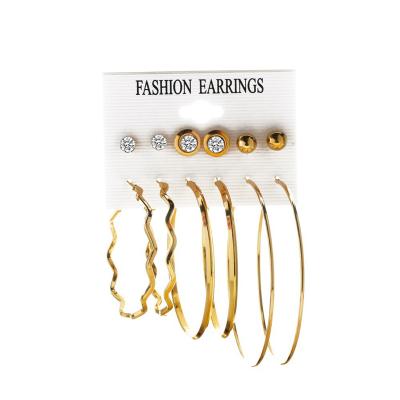 China Set high quality factory direct jewelry sales fashion exaggerated earrings creative individuality 6 pairs large circle simple set earrings for sale