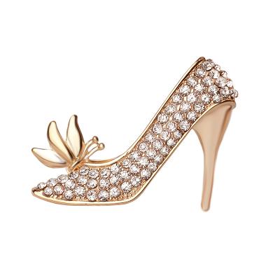 China 2022 new fashion ALLOY personality ladies American creative shirt alloy crystal high heels brooch for sale