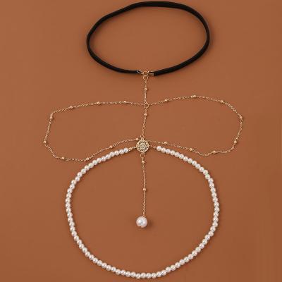 China Simple Multilayer Pearl Chain Body Chain Punk Exaggerated Personality Creative Long Jewelry for sale