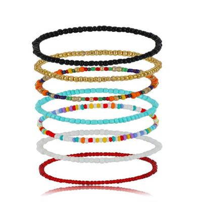 China New personality punk creative anklet chain hot sale Bohemian colorful handmade beaded beaded anklet for sale