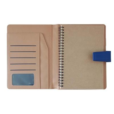 China Fashion Custom Spiral Wrapping Paper Notepad Notebook with Card Slot and PU Pen Holder Business for sale