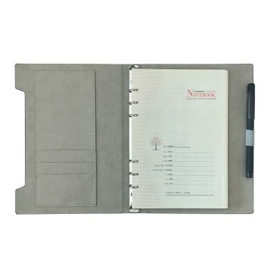 China Customizable Fashion Notepad Planner with Pen Holder PU Leather Loose Leaf Business Notebook for sale