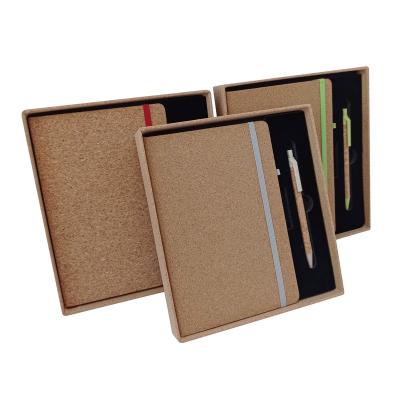 China Customizable A5 Hardcover Book Gift Box Set Customizable Notepad Recycled Cork Premium Eco-Friendly Notebook for sale