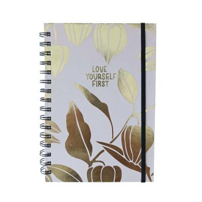 China Fashion A5 Floral Design Foil Stamping Foil Hardcover Diary Hardcover Statistical Institute Style Gold Stamping Spiral Notebook Notebook for sale