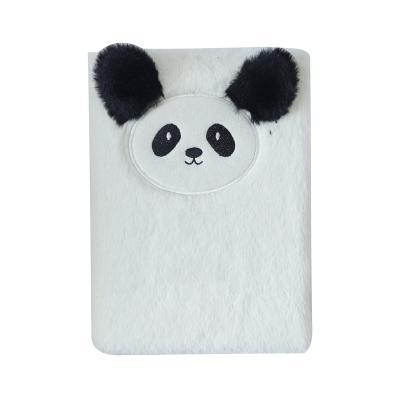 China B5 Fashion Cartoon Custom Design Custom Design Cute Panda Bear Diary Furry Fluffy Plush Notebook Lovely for sale