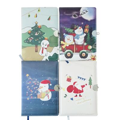 China Fashion PU Cartoon Student Diary With Security Lock Children Christmas Series Creative Cute Notebook for sale