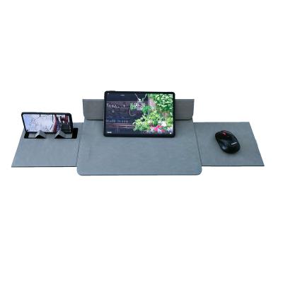 China Folding Waterproof Multi-Functional Desktop Mat PU Folding Mouse Pad With Laptop Stand Phone for sale