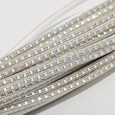 China Cotton Core Rope Shinning Glass Rhinestone For Sandal Decoration Crystal Strip Rhinestone Cord For Garment Shoes for sale