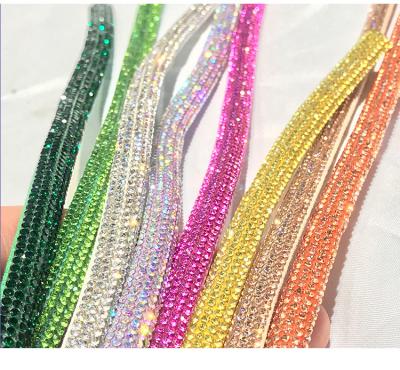 China Popular Dense Fashion Shinning 6mm Cotton Core Rope Diamond 7mm Tube Chain Bling Around Rhinestone Laces for sale