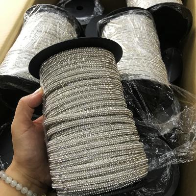 China Luxury Shinning 1cm half around Crystal Rope For Sandals Crystal bands tie rope faux stone for shoes decoration for sale