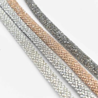 China New Luxury Shinning Cotton Faux Stone Strips Crystal Bead Rope Bling Rhinestone Rope For Shoe Decoration for sale