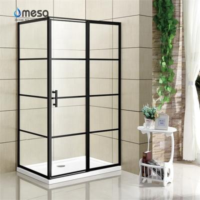 China Large Modern Matte Black Framed 2 Sided Adjustable Shower Enclosure Doors for sale