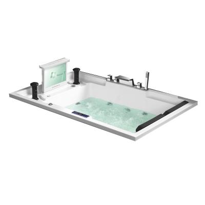 China Durable Rectangle Drop-In Acrylic Jet Whirlpool Massage Bathtub With TV for sale