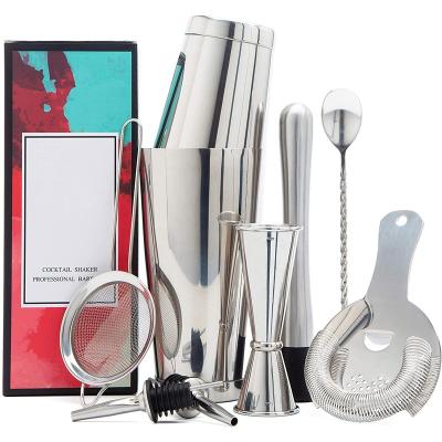 China High Quality Bartender 800ml 500ml Stainless Steel 13 Piece Viable Kit Weighted Cocktail Shaker Bar Set for sale