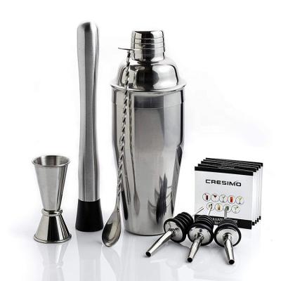 China Viable Bartender Kit Bar Accessories Jigger Cocktail Shaker Set of 8 Pcs Stainless Steel Barware Tools for sale