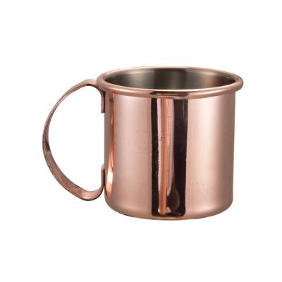 China Sustainable Luxury Coffee Rose Gold Drinkware Cup 60ml 304 Stainless Steel Moscow Copper Hand Grip Beer Mug With Handle for sale