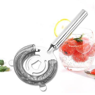 China Sustainable Bar Accessories Approved 304 Stainless Steel Ice Bar Tool Cocktail Mixing Strainer for sale