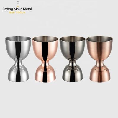 China Custom Double Viable Creation 30ML 60ML Capacity Logo Wine Cocktail Bar Indian Measuring Cup Stainless Steel Measuring Jigger for sale