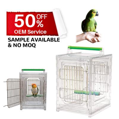 China Viable Carrier Clear Vision Acrylic Bird Travel Cage With Handle for sale